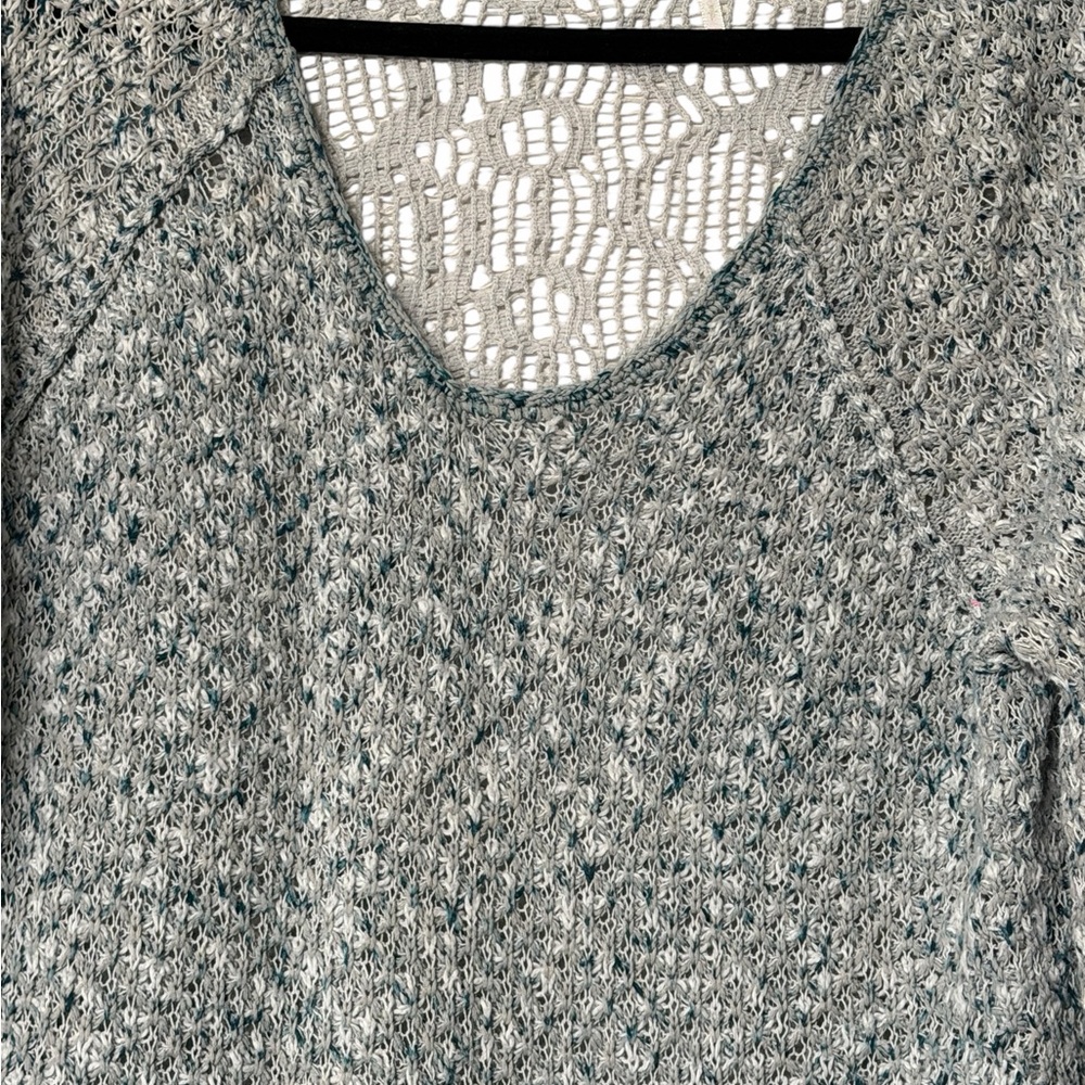 Free People textured knit sweater with a lace back slouchy pullover - Picture 2 of 3